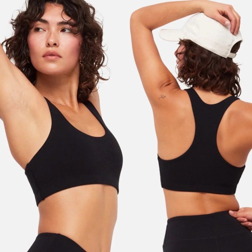 Mate The Label Organic Stretch Sports Bra in Jet Black XS